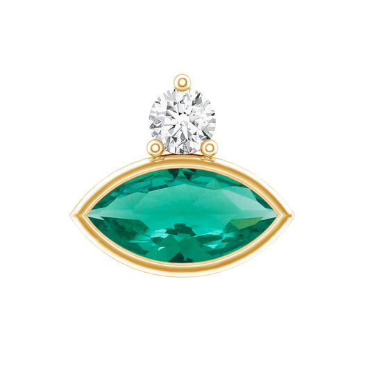 Marquise Cut Lab Grown Emerald Helix Earring with Certificate