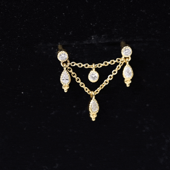 Vintage Inspired Diamond Chain Double Piercing Earring