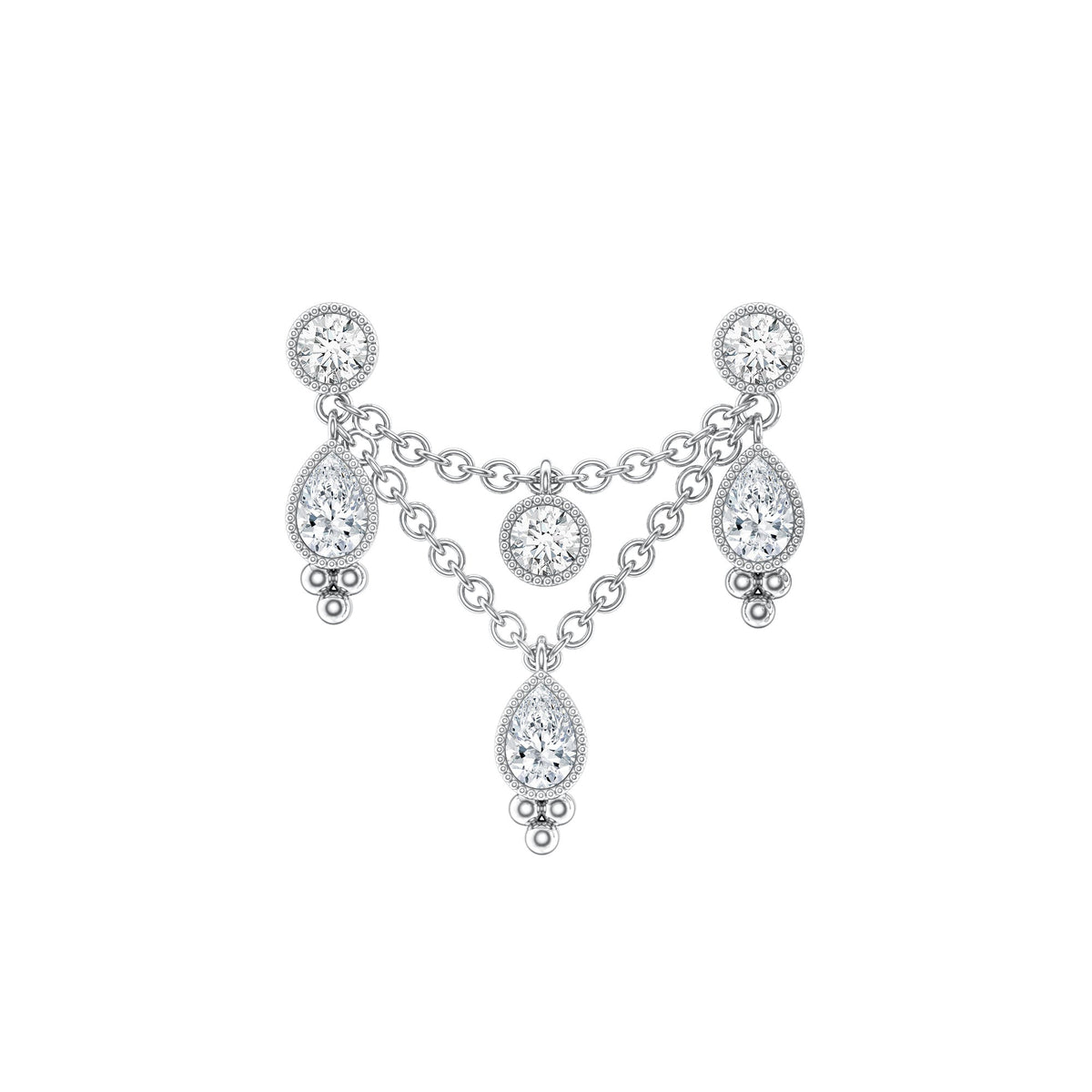 Vintage Inspired Diamond Chain Double Piercing Earring