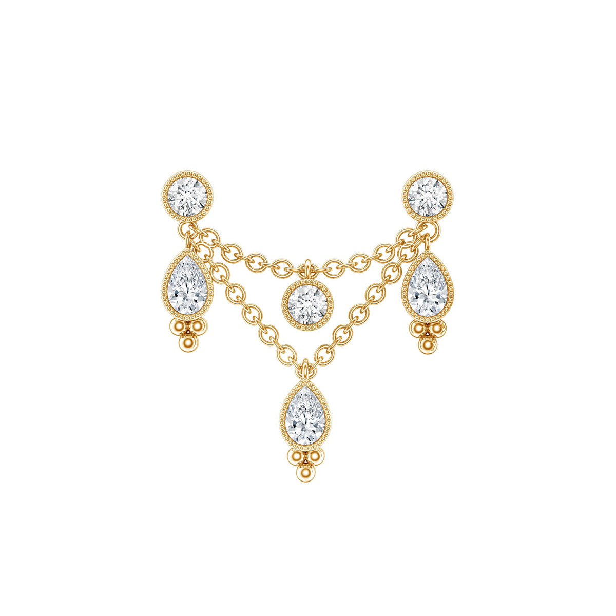 Vintage Inspired Diamond Chain Double Piercing Earring