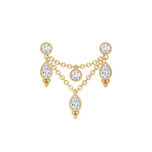 Vintage Inspired Diamond Chain Double Piercing Earring