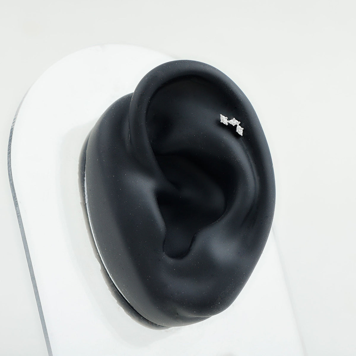 Marquise Cut Moissanite 3 Stone Tragus Earring