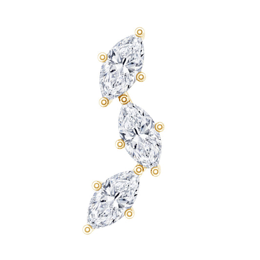 Marquise Cut Moissanite 3 Stone Tragus Earring