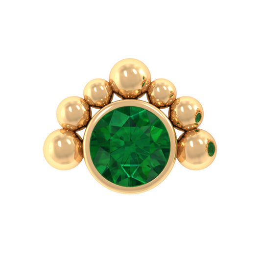 Dainty Round Emerald Tragus Earring with Beaded Detailing