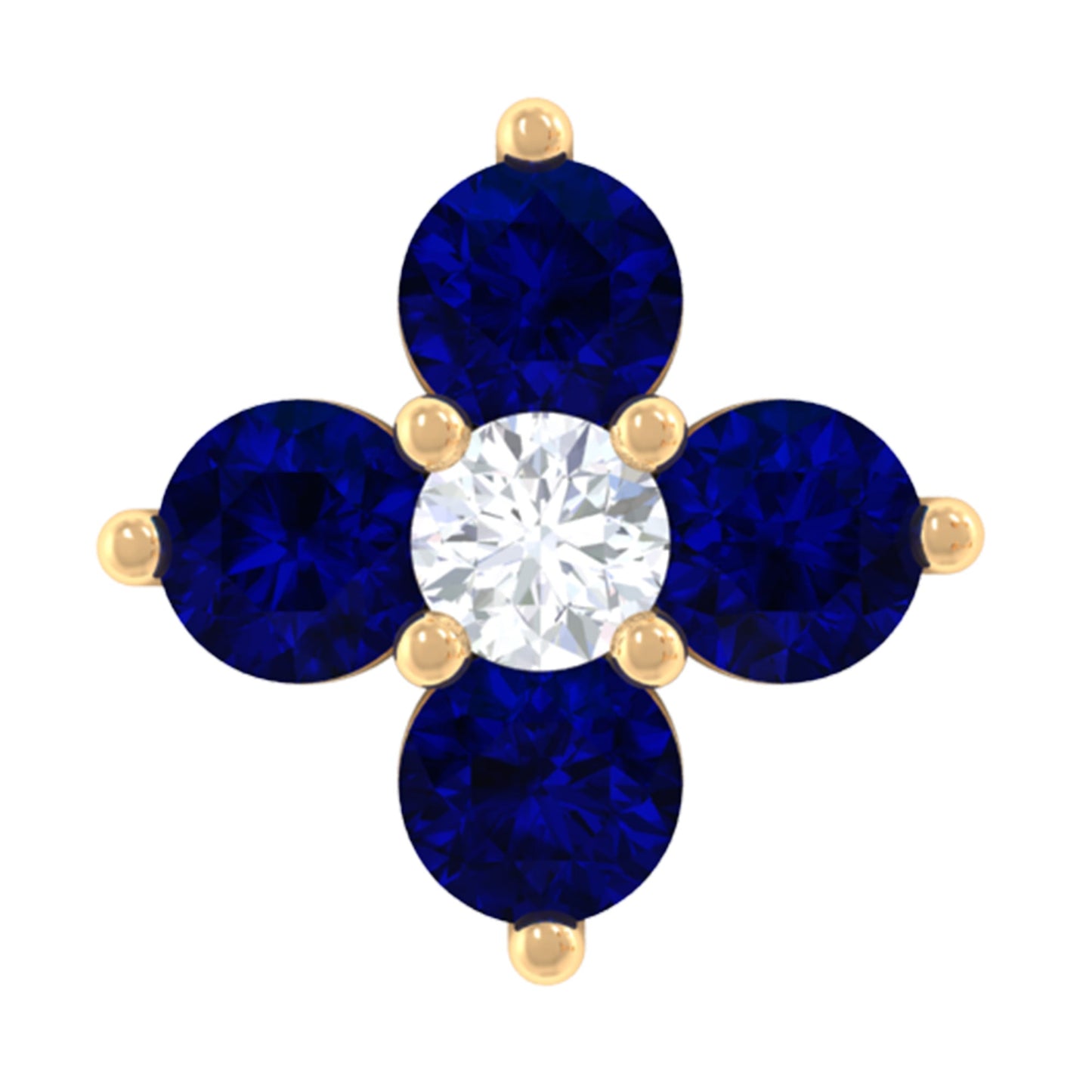 Natural Blue Sapphire Flower Earring for Rook Piercing
