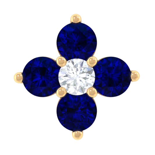 Natural Blue Sapphire Flower Earring for Rook Piercing