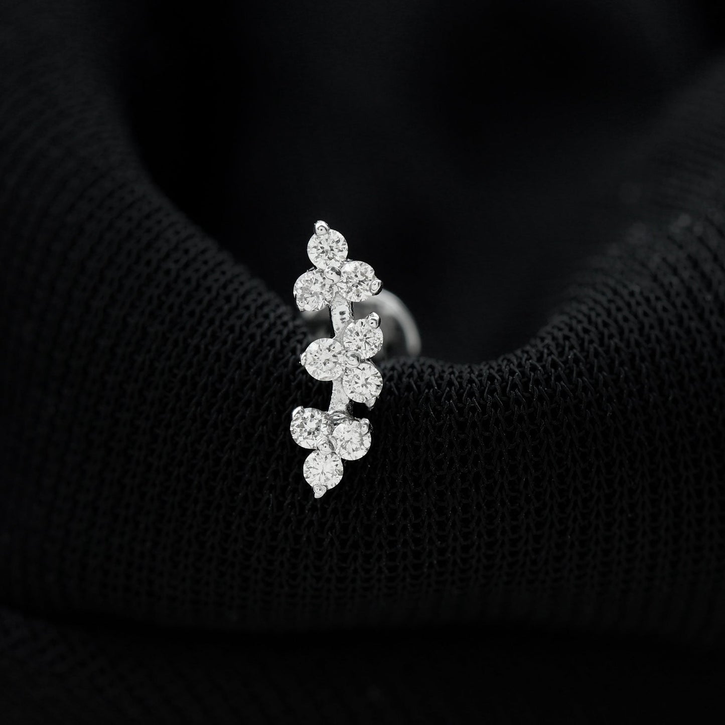 Unique Moissanite Cartilage Climber Earring