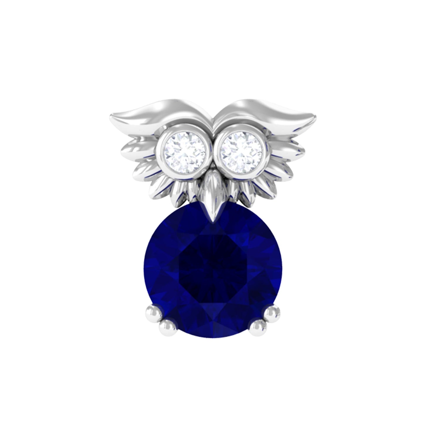 Blue Sapphire and Lab Grown Diamond Owl Helix Earring