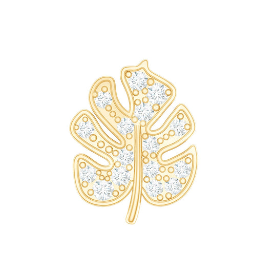 Diamond Leaf Earring for Cartilage Piercing