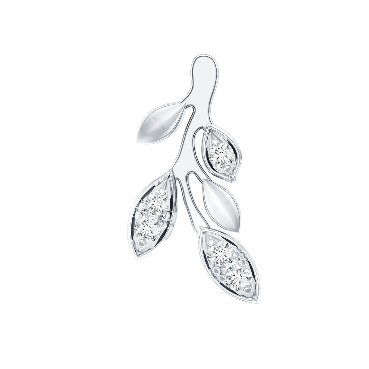 Diamond Vine Leaf Earring for Helix Piercing