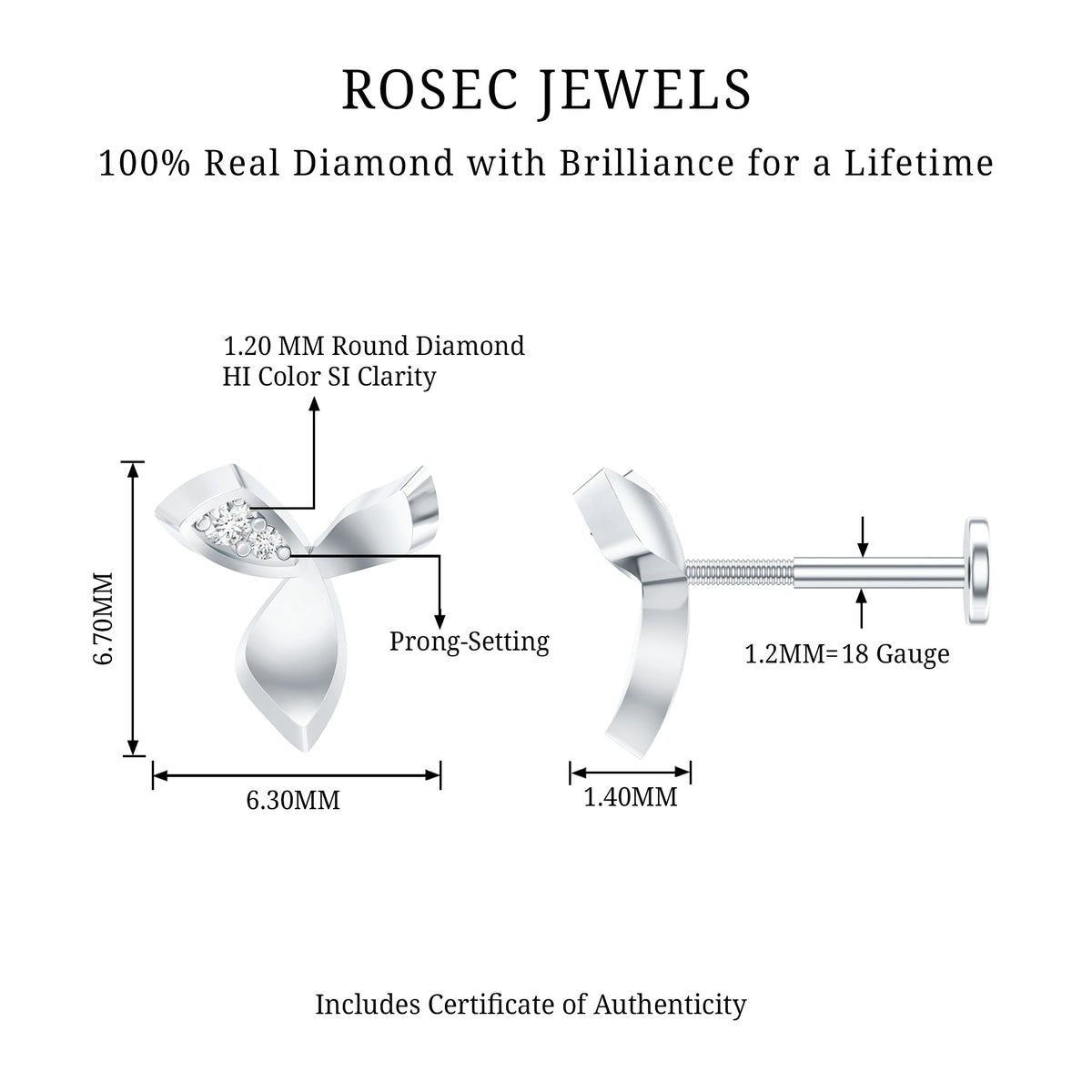 Unique Diamond Floral Earring for Tragus Piercing