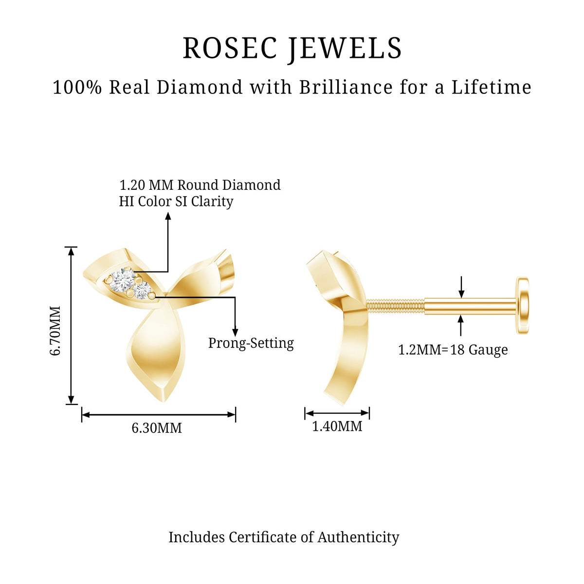 Unique Diamond Floral Earring for Tragus Piercing