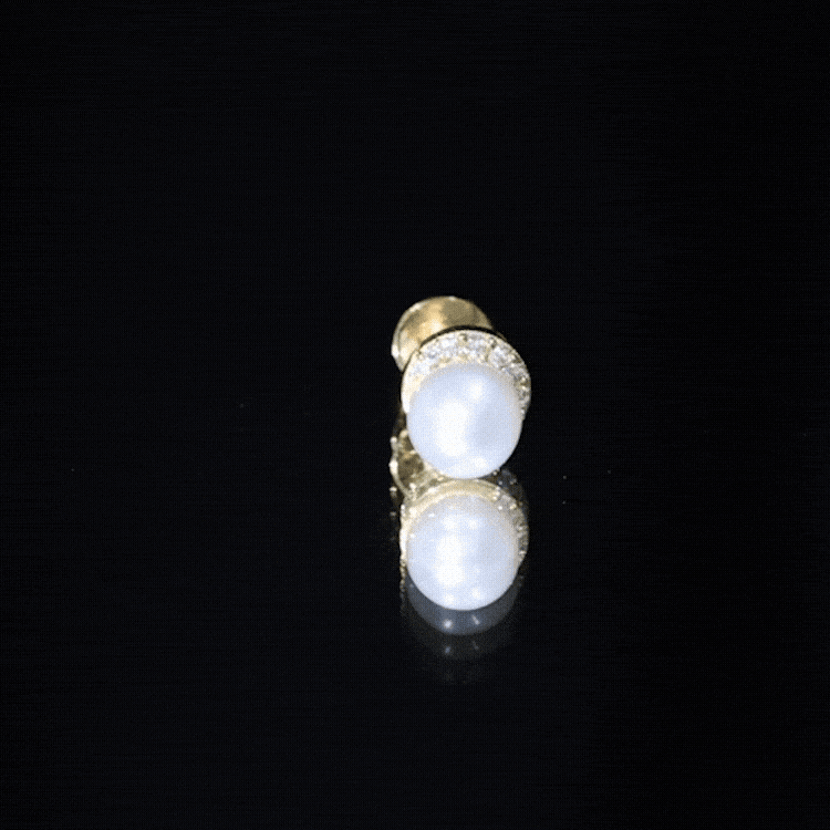 Natural Pearl Solitaire Helix Earring with Diamonds