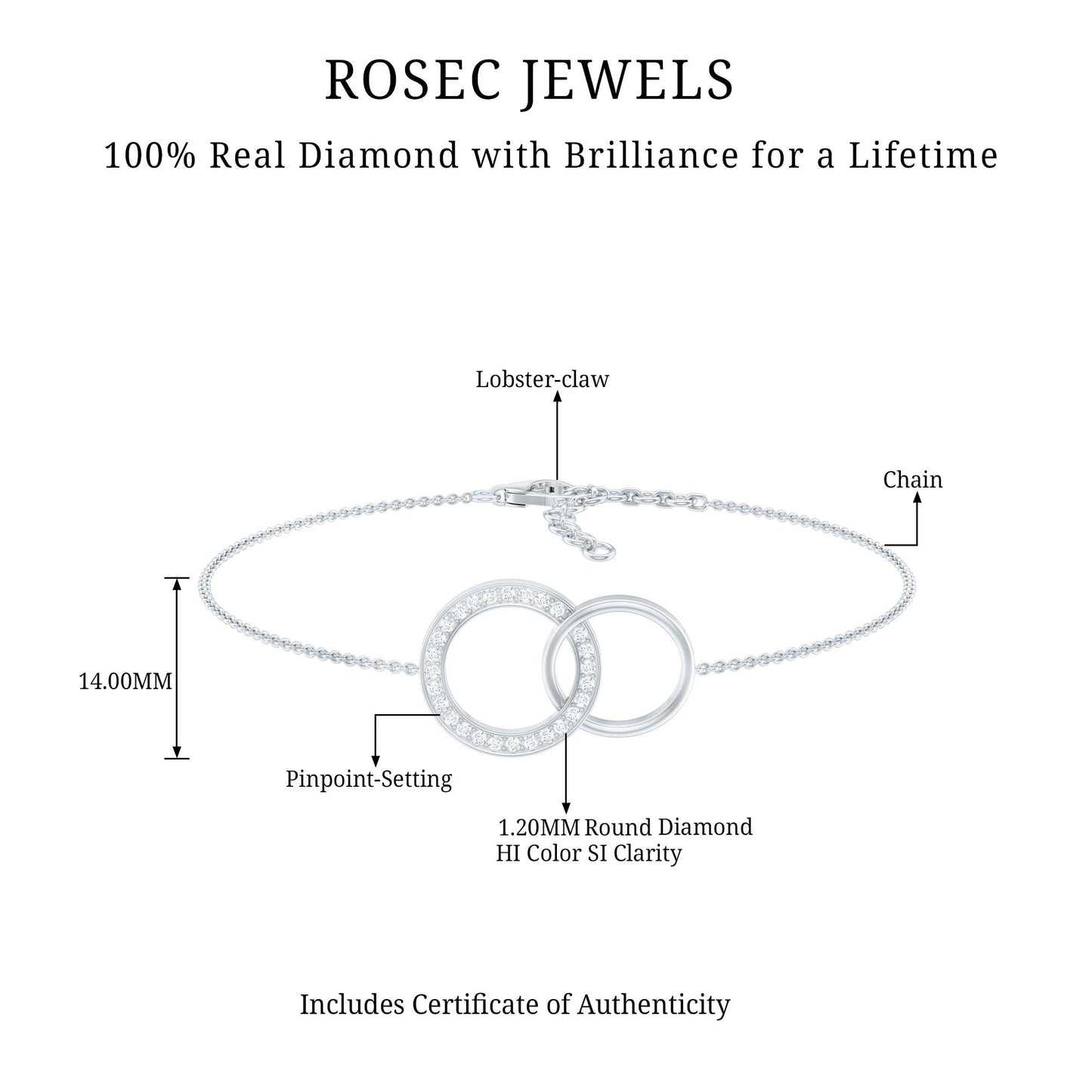 Diamond Eternity Chain Bracelet For Women