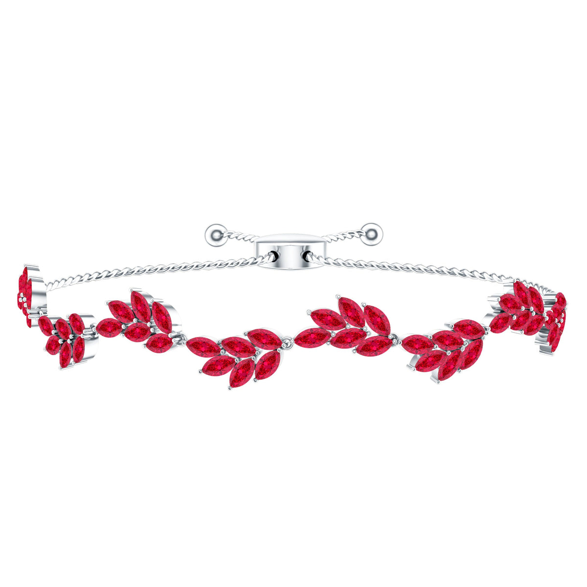 Marquise Lab Grown Ruby Leaf Bolo Bracelet