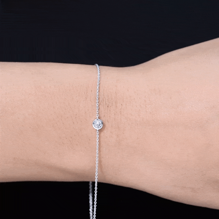 Bezel Set Lab Grown Diamond Solitaire Bracelet