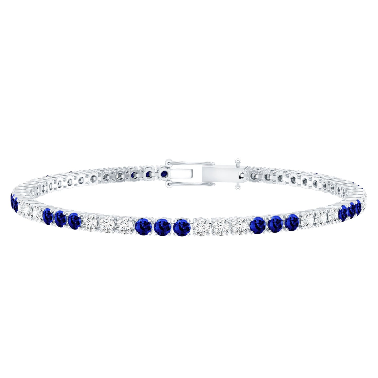 Prong Set Lab Grown Diamond Sapphire Eternity Tennis Bracelet