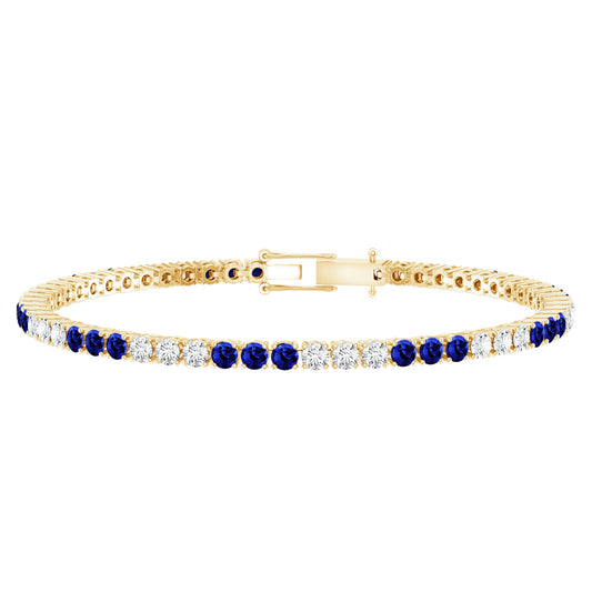 Prong Set Lab Grown Diamond Sapphire Eternity Tennis Bracelet