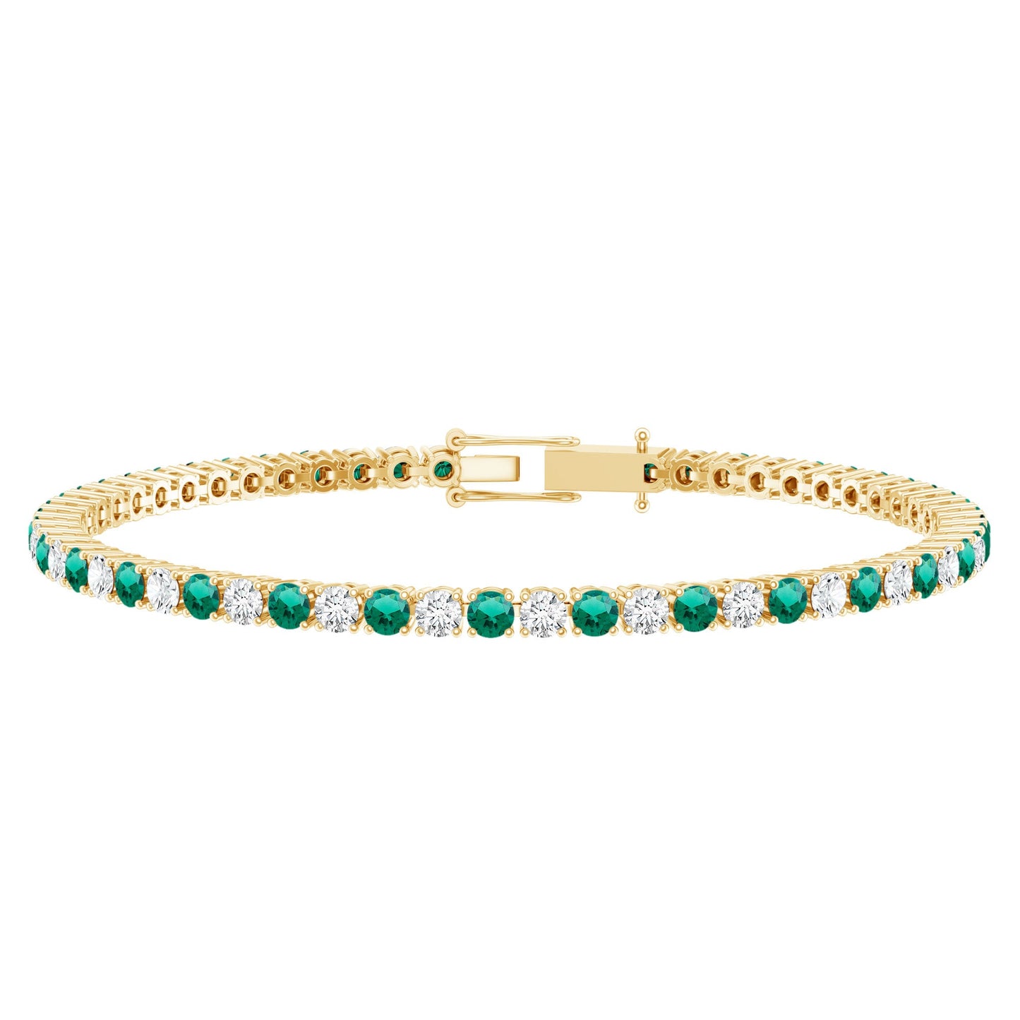 Certified Lab Grown Diamond and Emerald Wedding Tennis Bracelet