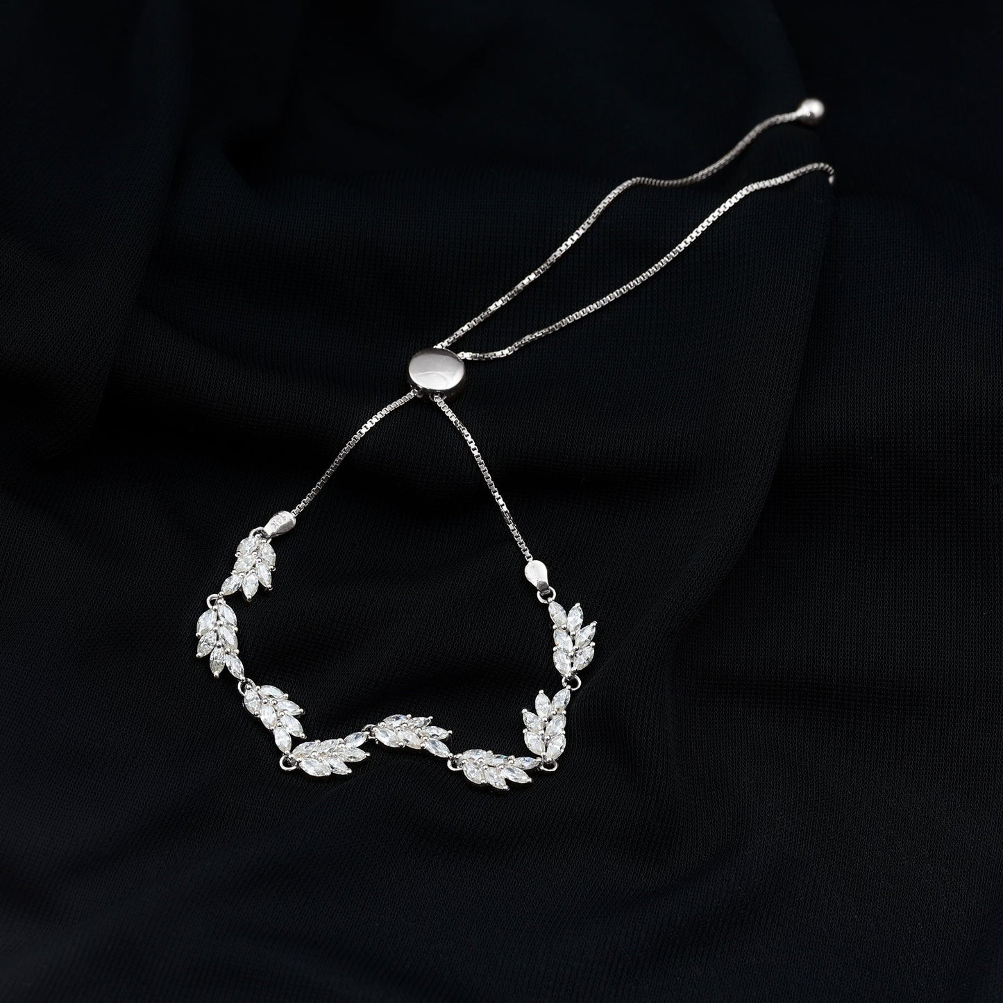 Certified Lab Grown Diamond Leaf Bolo Bracelet Adjustable