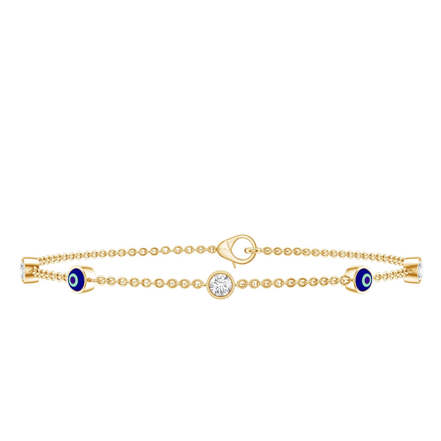 Lab Grown Bezel Set Diamond Evil Eye Bracelet