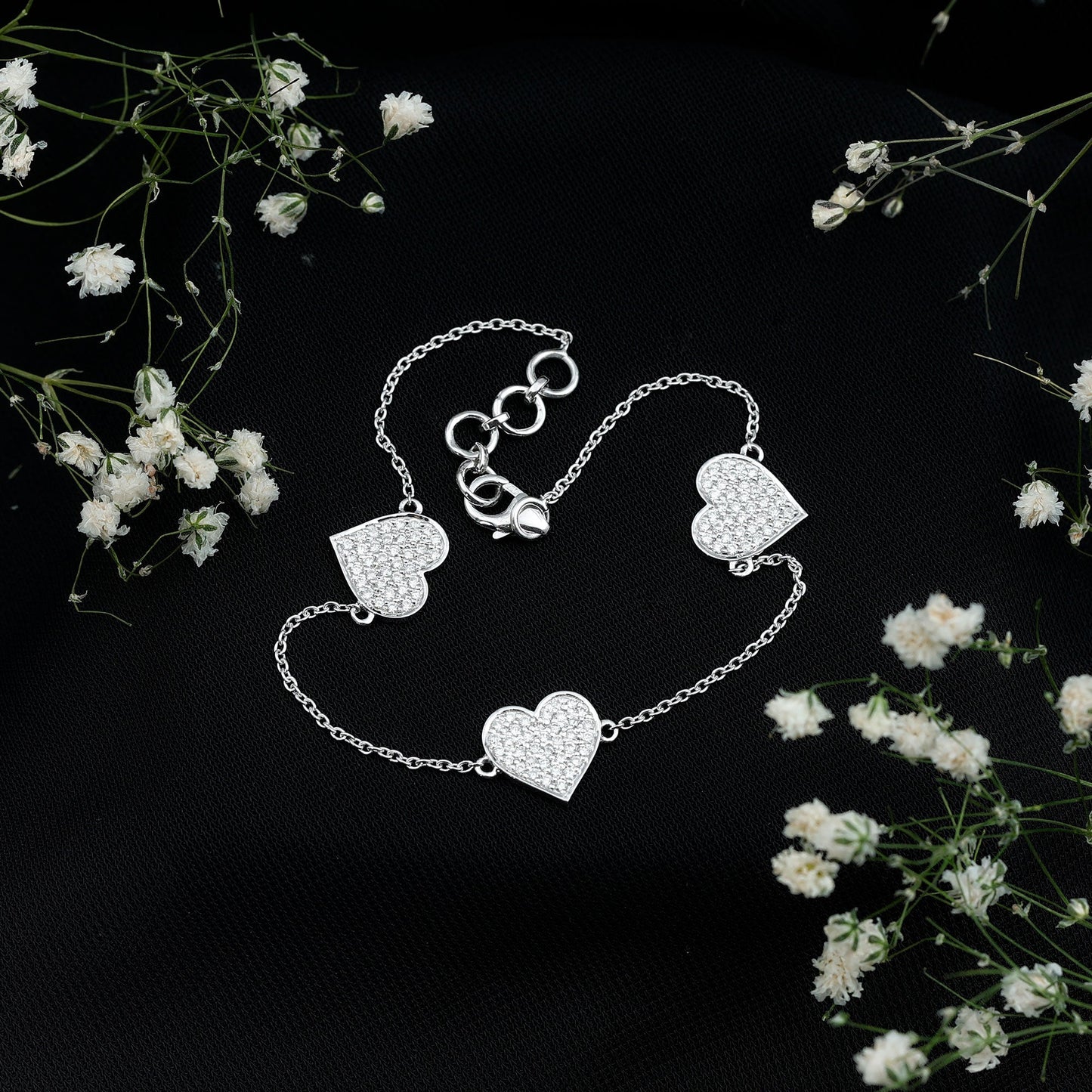 Pave Set Lab Grown Diamond Heart Bracelet for Women