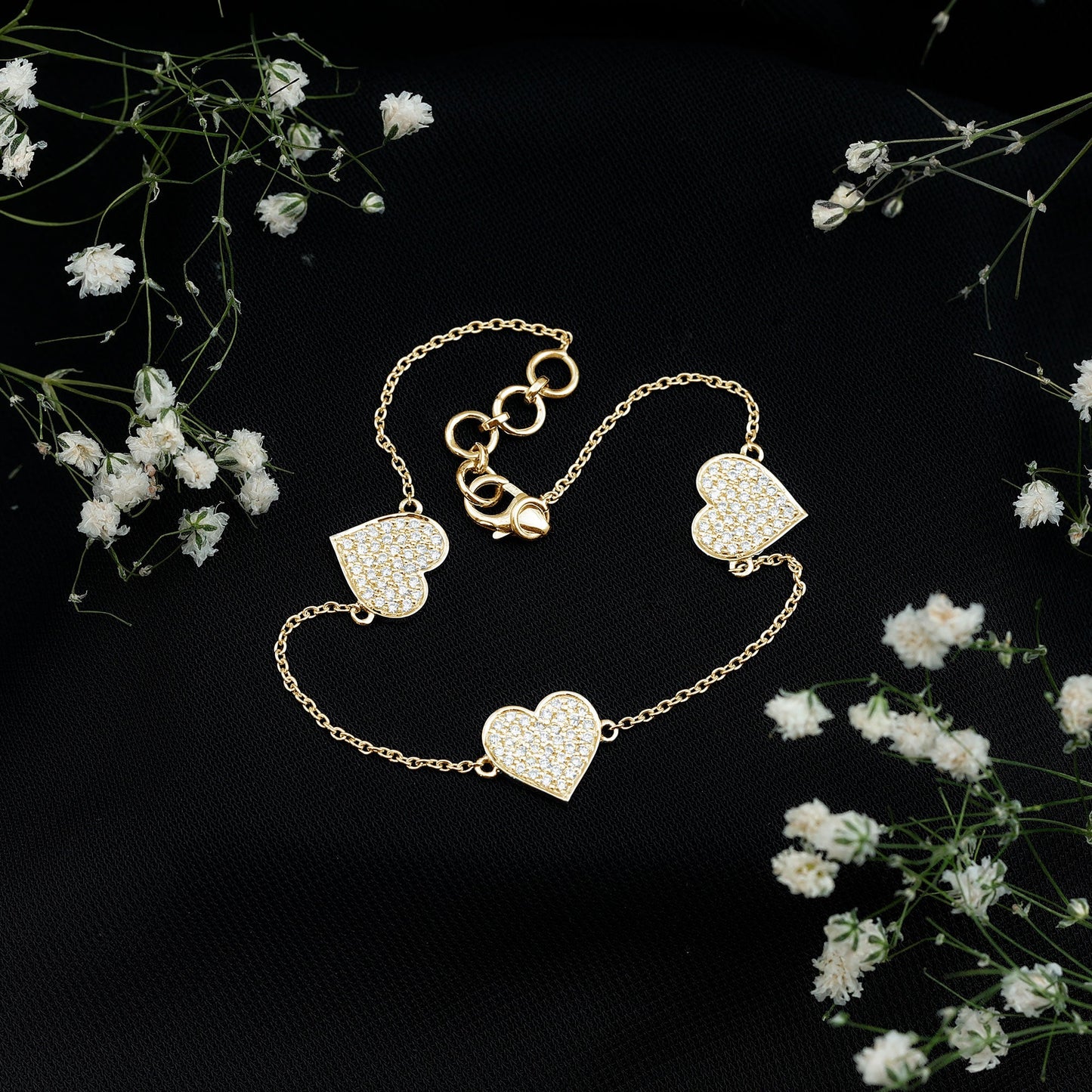 Pave Set Lab Grown Diamond Heart Bracelet for Women