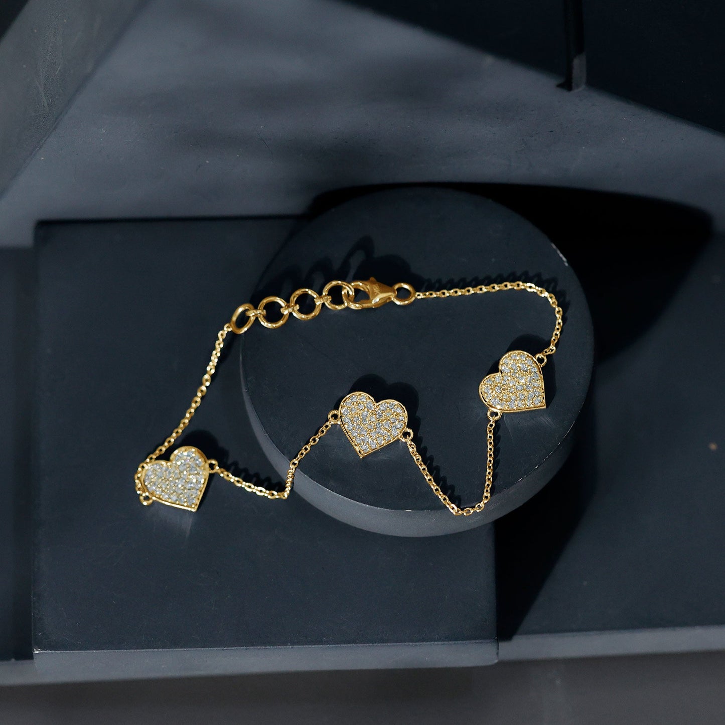 Pave Set Lab Grown Diamond Heart Bracelet for Women