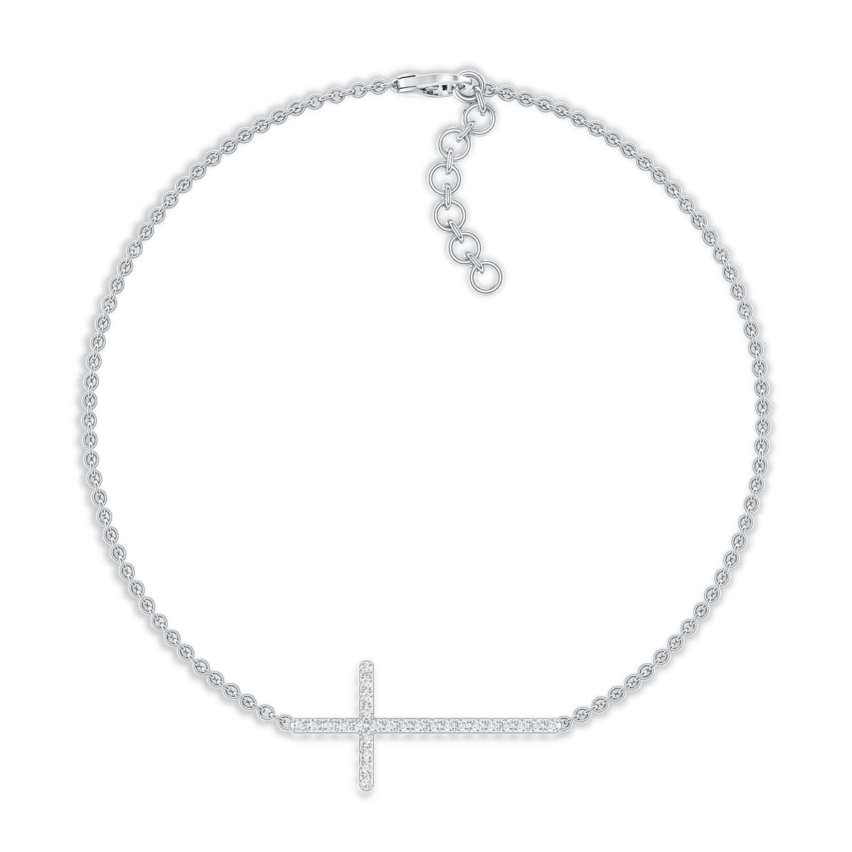 Certified Diamond Sideway Cross Bracelet