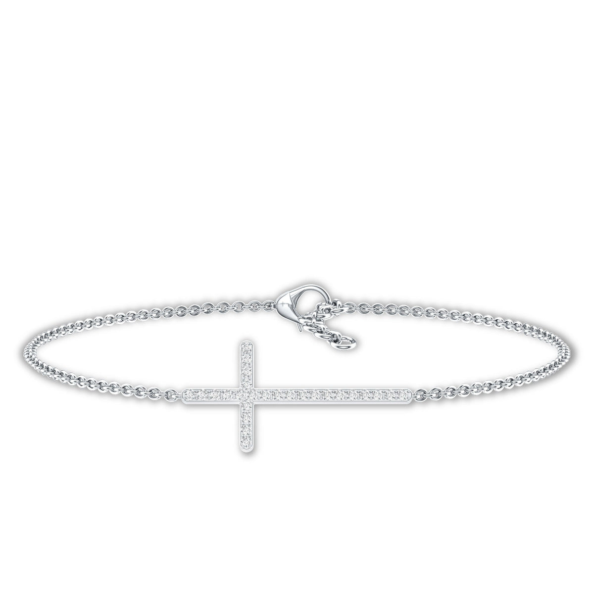 Certified Diamond Sideway Cross Bracelet