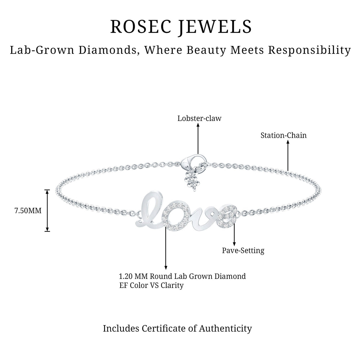 Certified Diamond Love Chain Bracelet