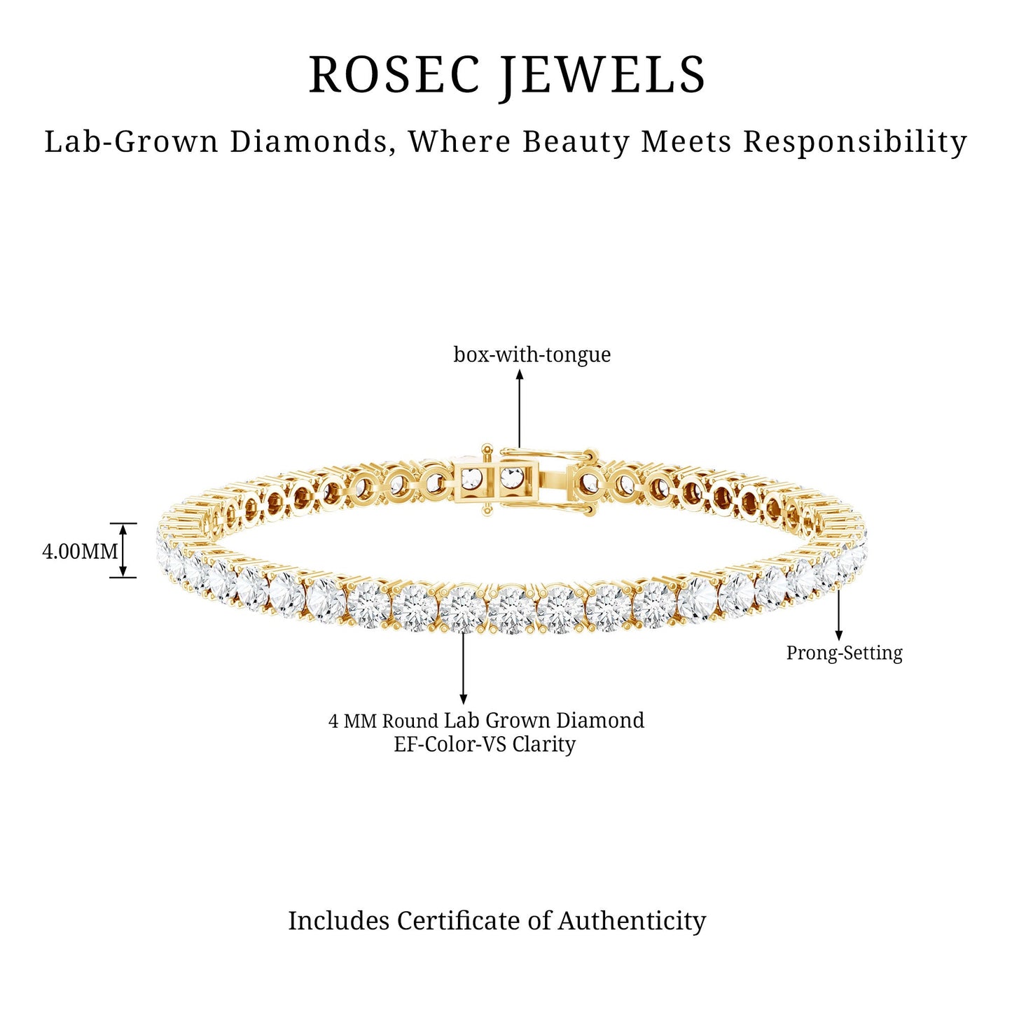 Certified Lab Grown Diamond Tennis Bracelet for Women