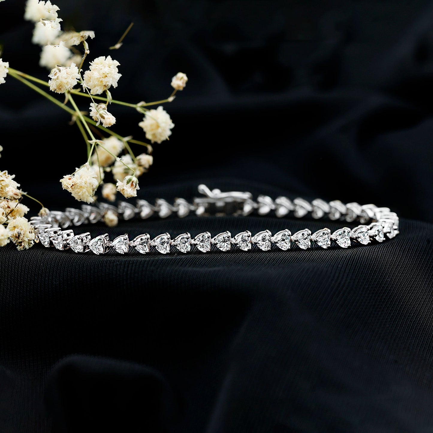 Lab Grown Diamond Heart Tennis Bracelet for Wedding