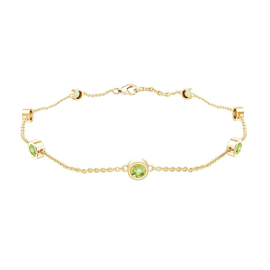 Bezel Set Seven Stone Peridot Station Bracelet