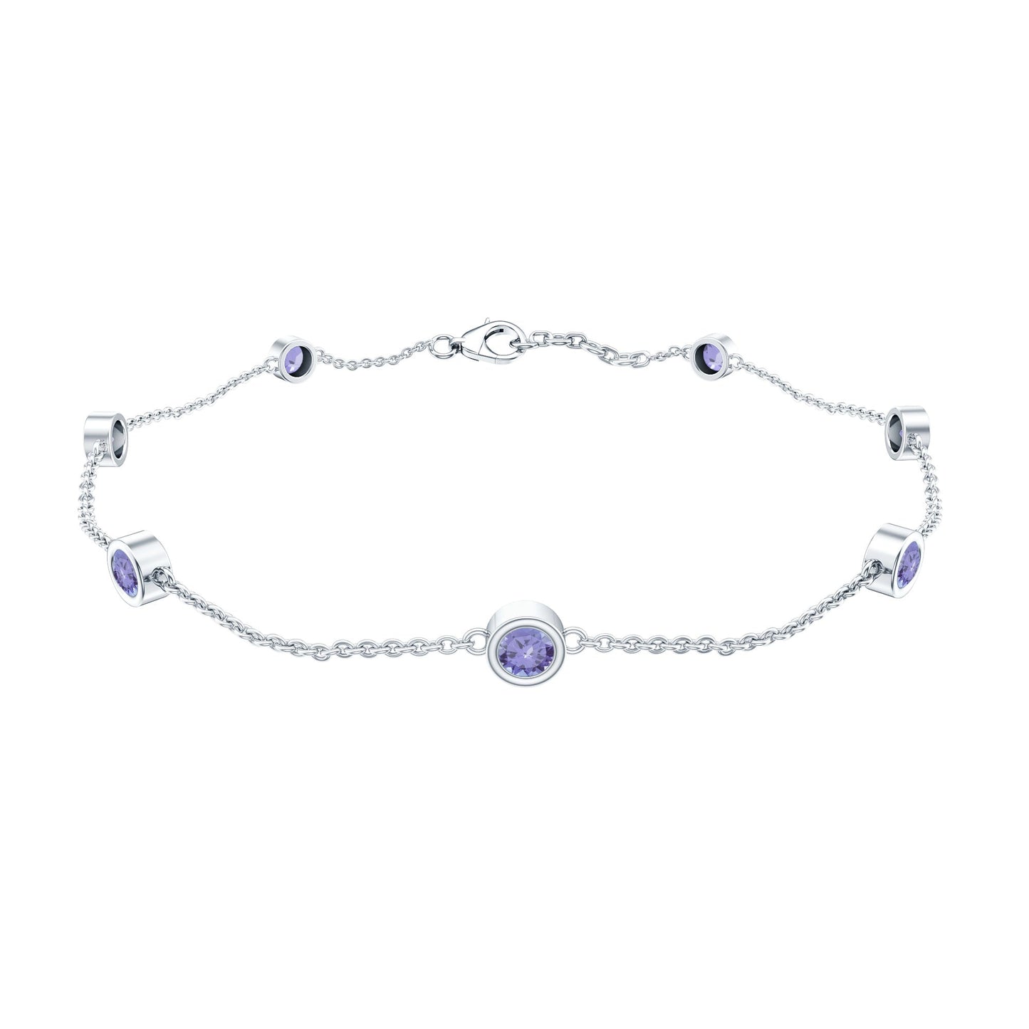 Certified Natural Tanzanite Chain Bracelet for Her