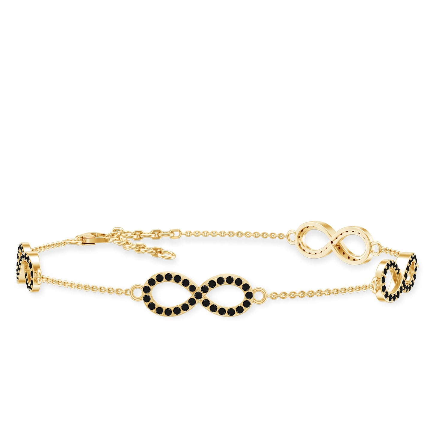 Certified Lab Grown Black Diamond Infinity Chain Bracelet