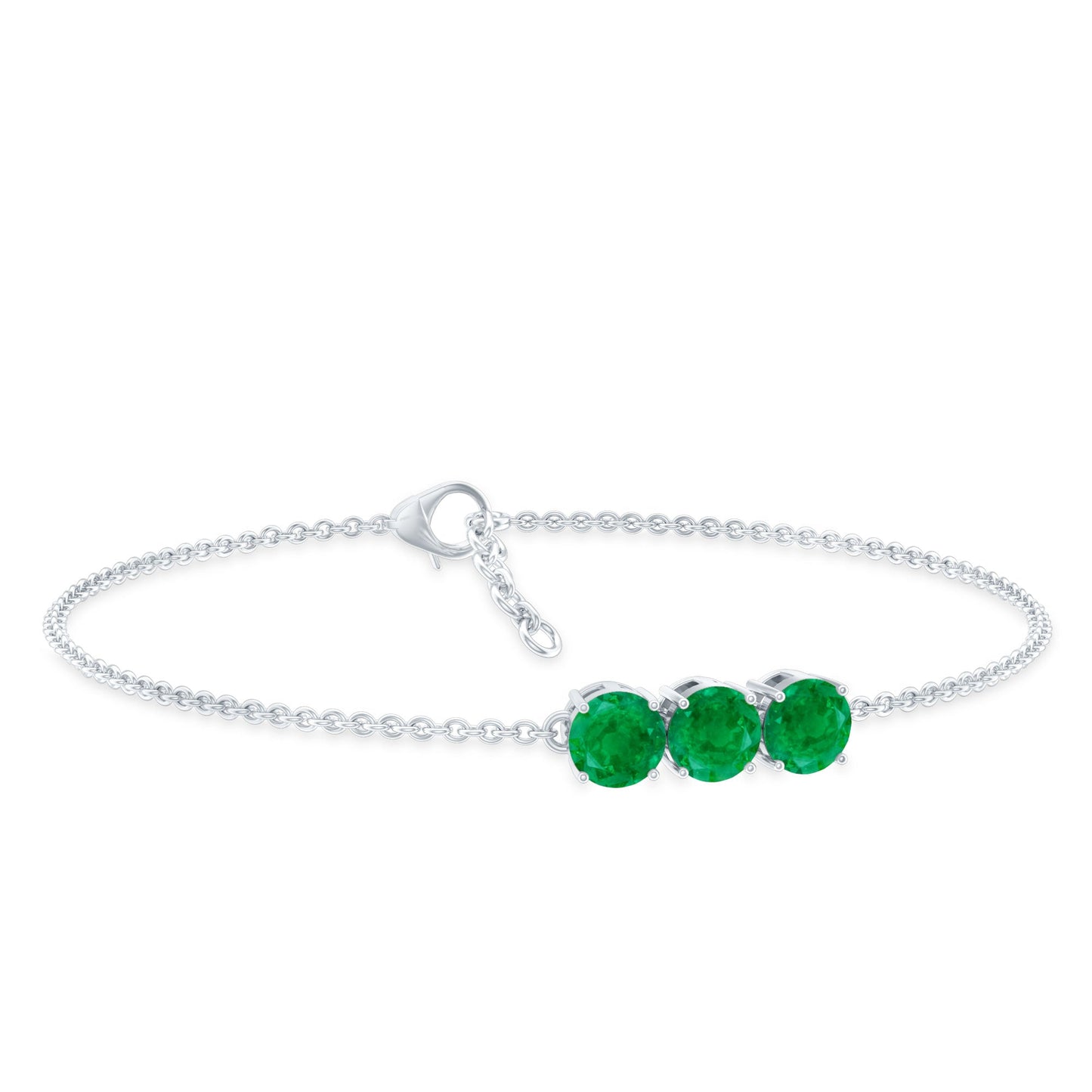 Real Certified Emerald Three Stone Bracelet for Women
