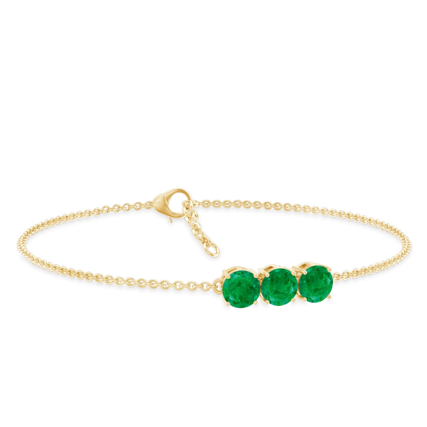 Real Certified Emerald Three Stone Bracelet for Women