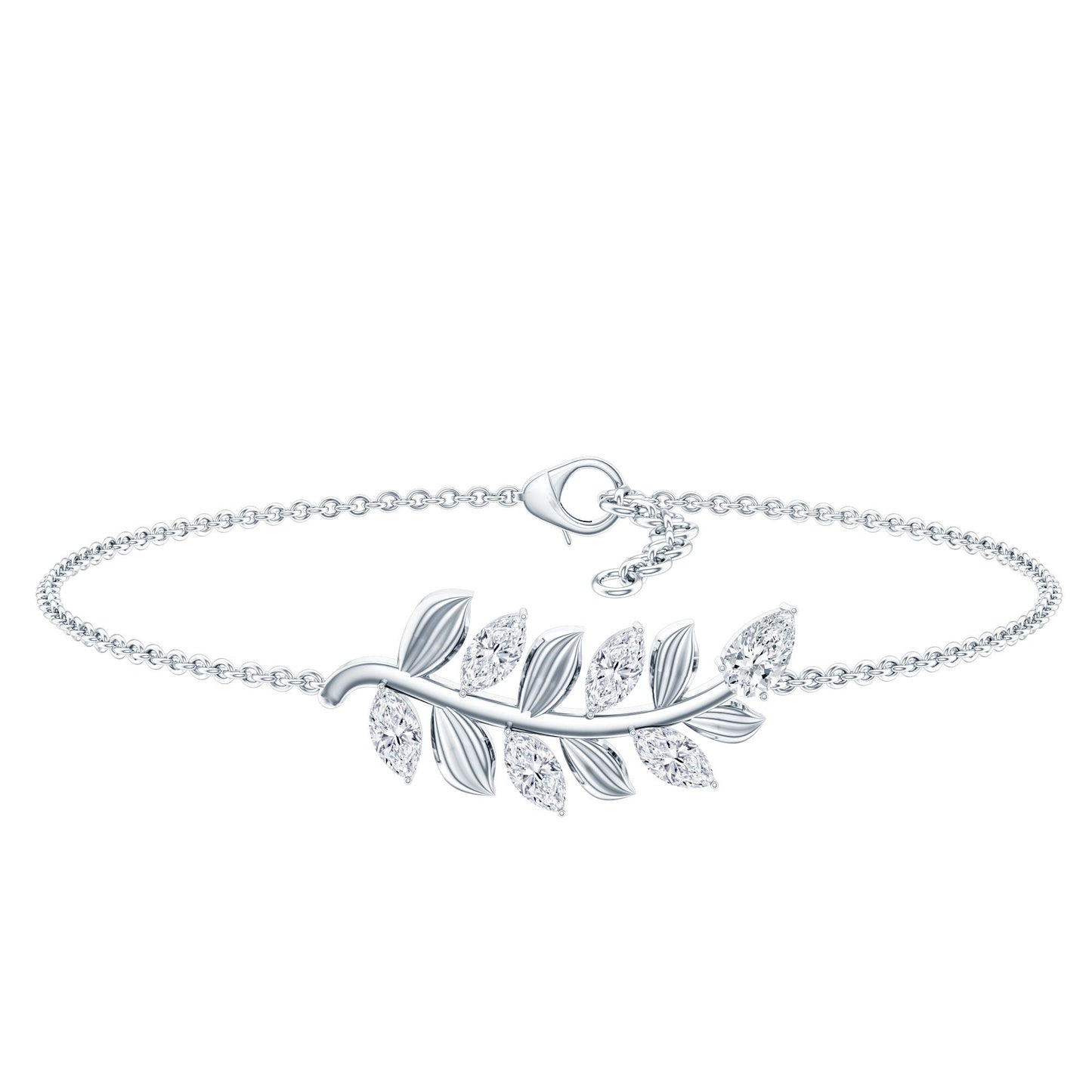 Certified Moissanite Leaf Chain Bracelet for Women