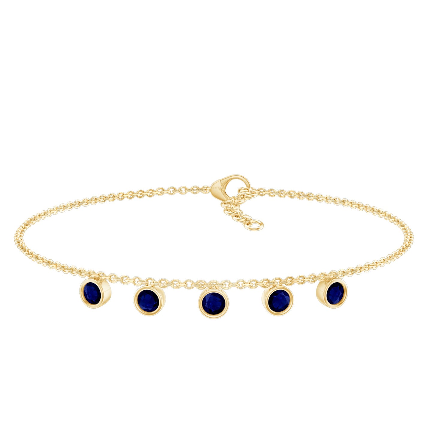 Bezel Set Blue Sapphire Charm Bracelet
