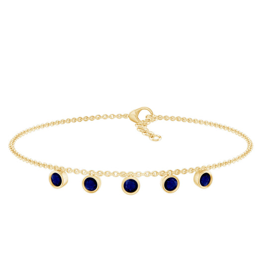 Bezel Set Blue Sapphire Charm Bracelet