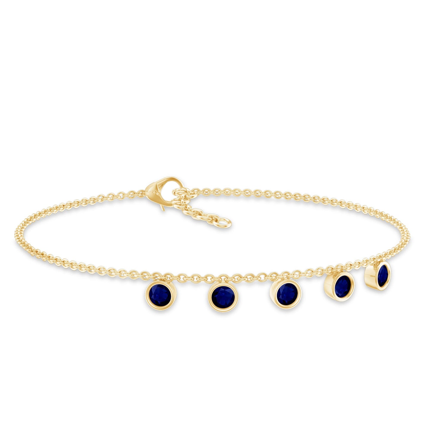 Bezel Set Blue Sapphire Charm Bracelet
