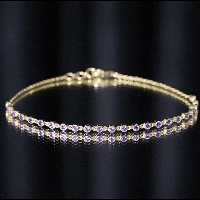 Minimalist Bezel Set Amethyst Chain Bracelet