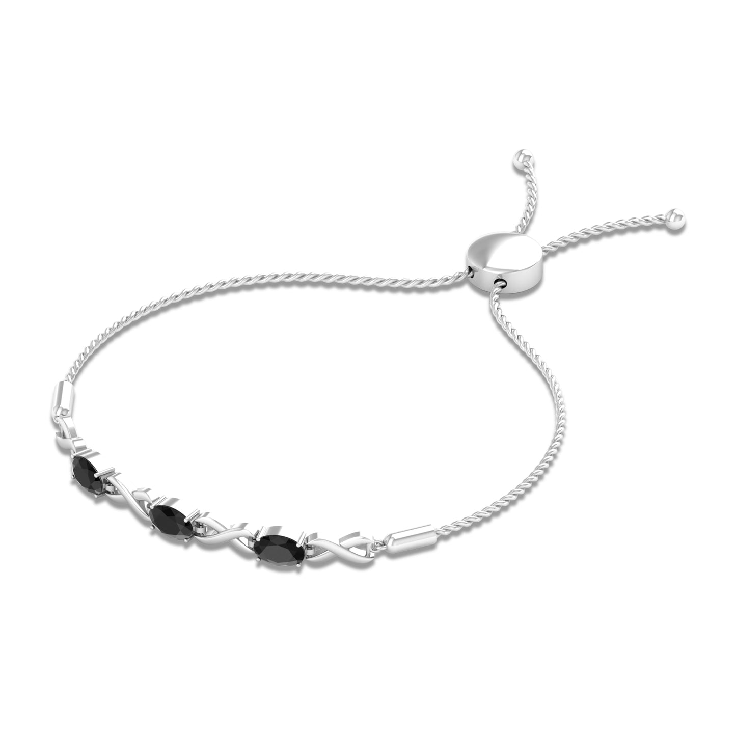 Natural Black Onyx Infinity Bolo Bracelet for Women