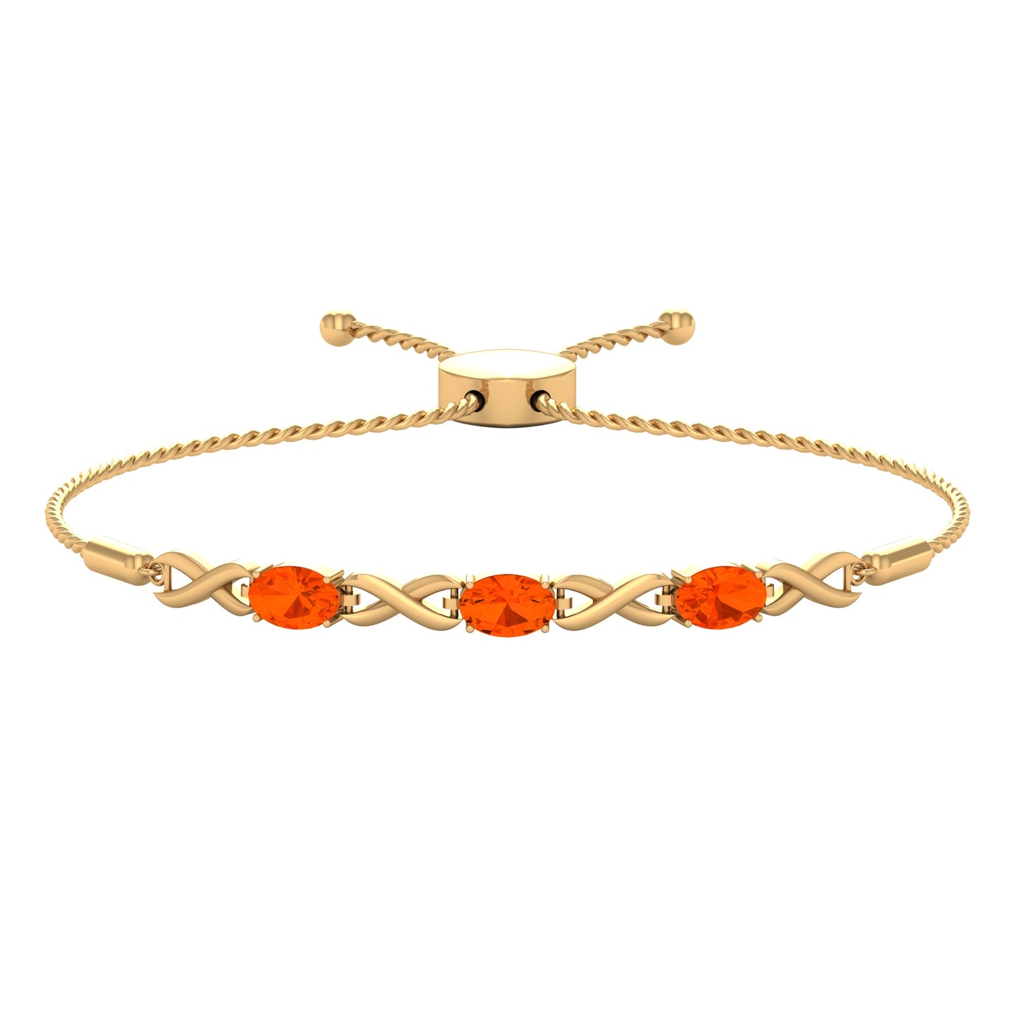 Natural Oval Fire Opal Infinity Bolo Bracelet for Women