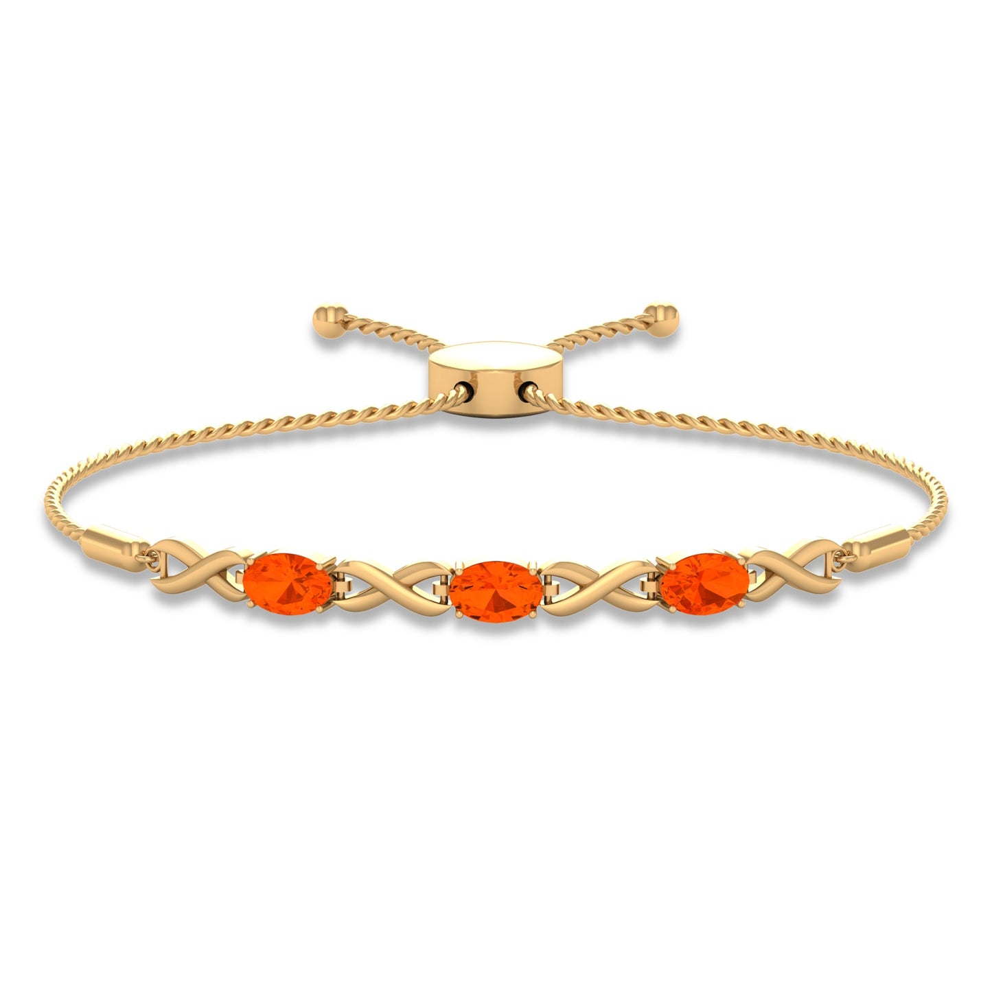 Natural Oval Fire Opal Infinity Bolo Bracelet for Women