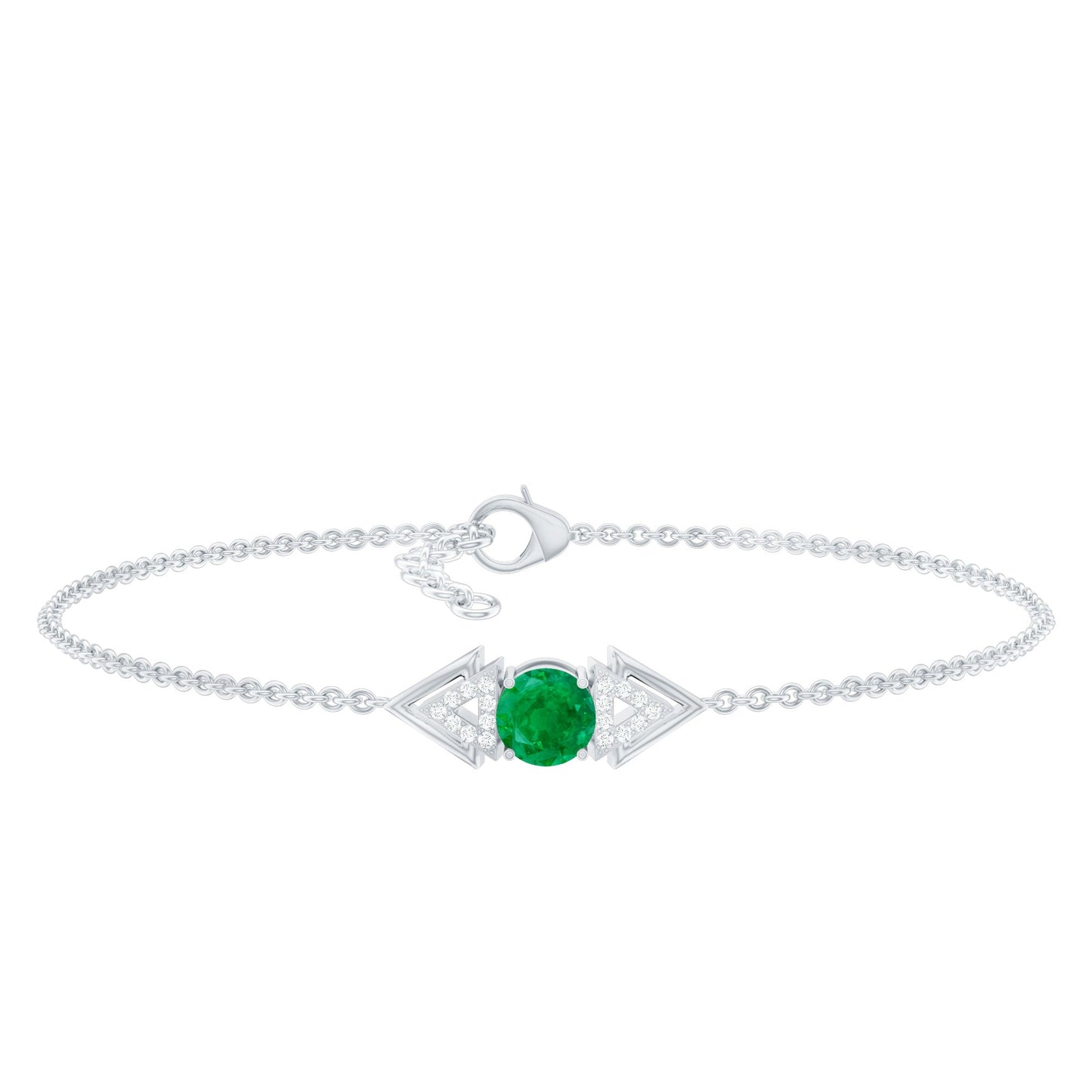 Genuine Emerald and Diamond Chain Bracelet For Her