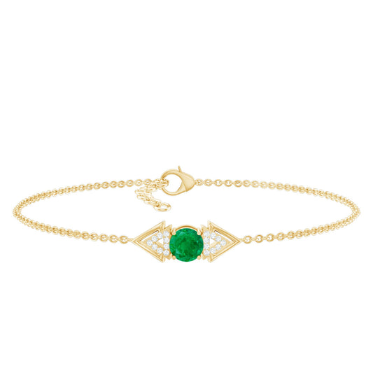 Genuine Emerald and Diamond Chain Bracelet For Her