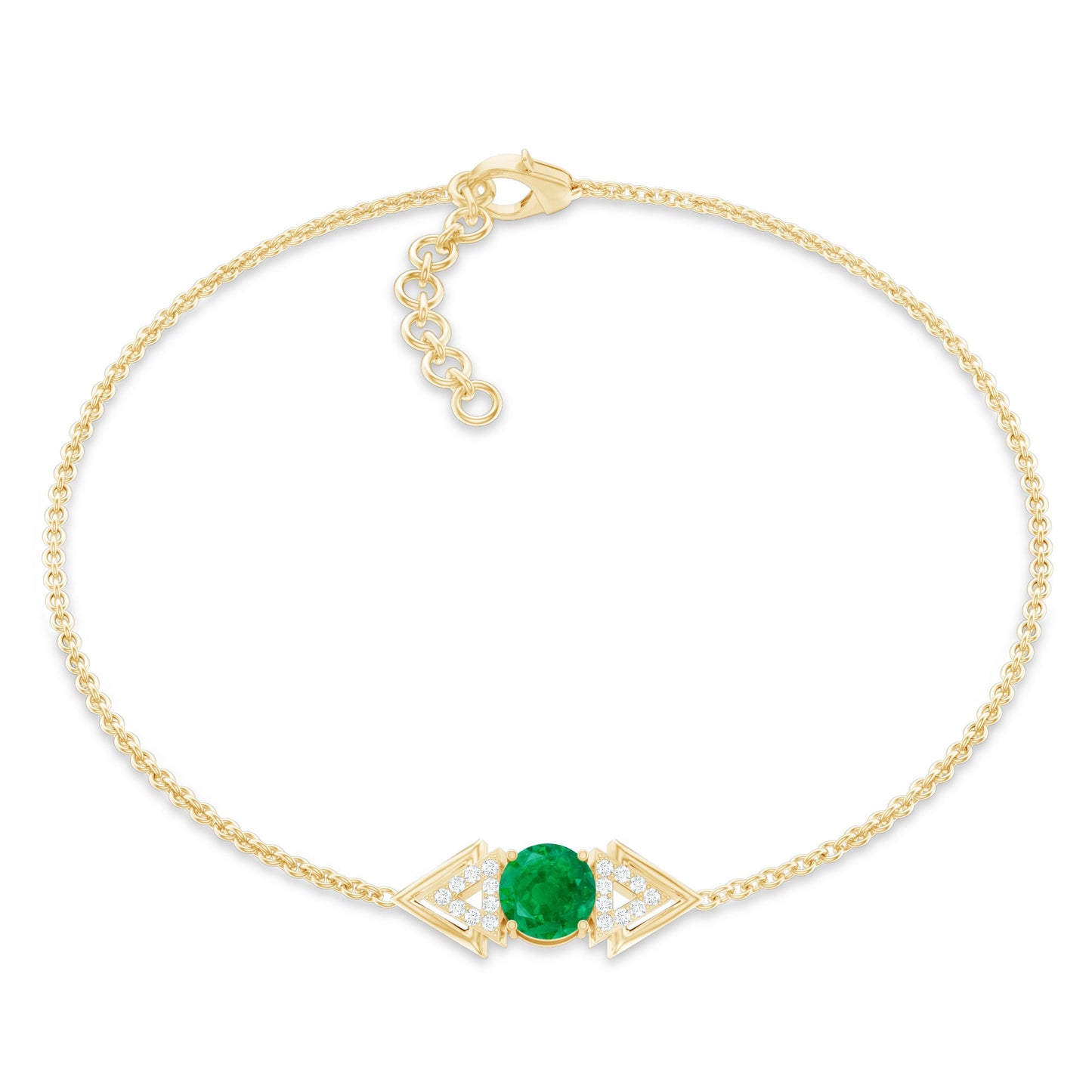 Genuine Emerald and Diamond Chain Bracelet For Her