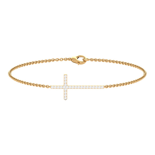 Certified Diamond Sideway Cross Bracelet